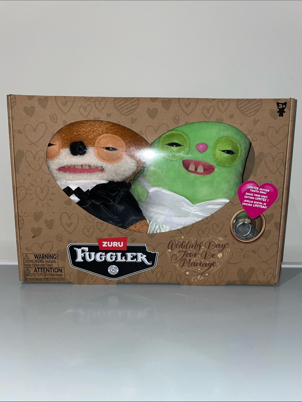 Fuggler Wedding Day Plush Pair - WITH TOOTH WEDDING RING - NEW IN BOX